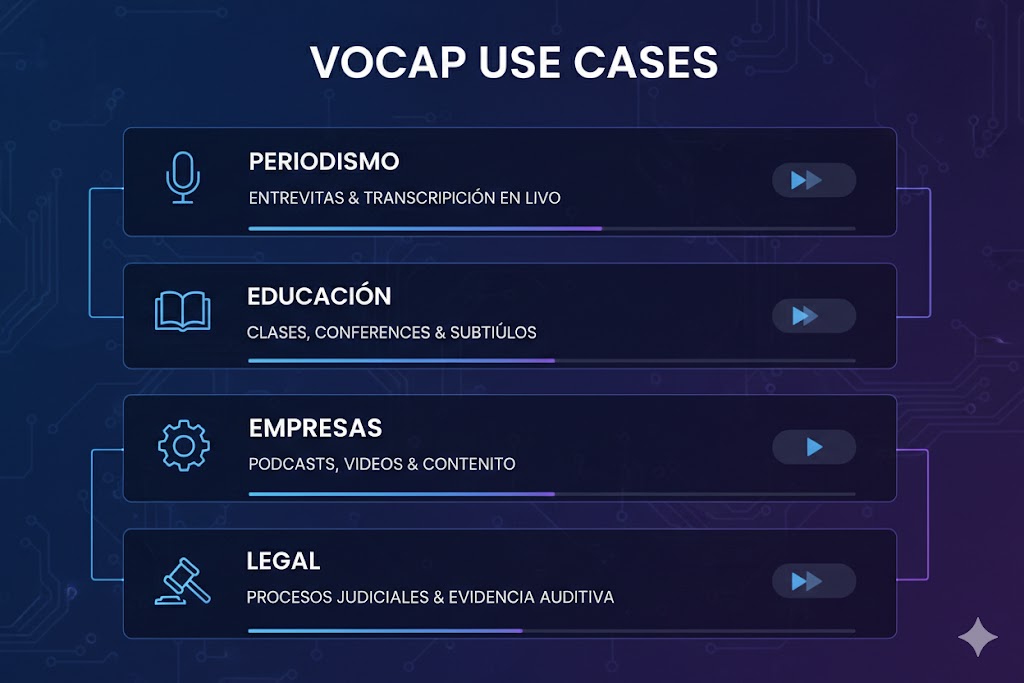 Casos de uso de transcripción: periodismo, educación, empresas, creadores de contenido y sector legal